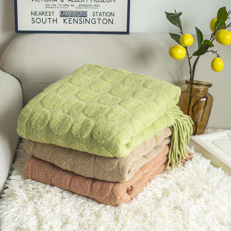 纯色针织毛毯客厅沙发毯子民宿样板间装饰割绒工艺四季可用床尾巾