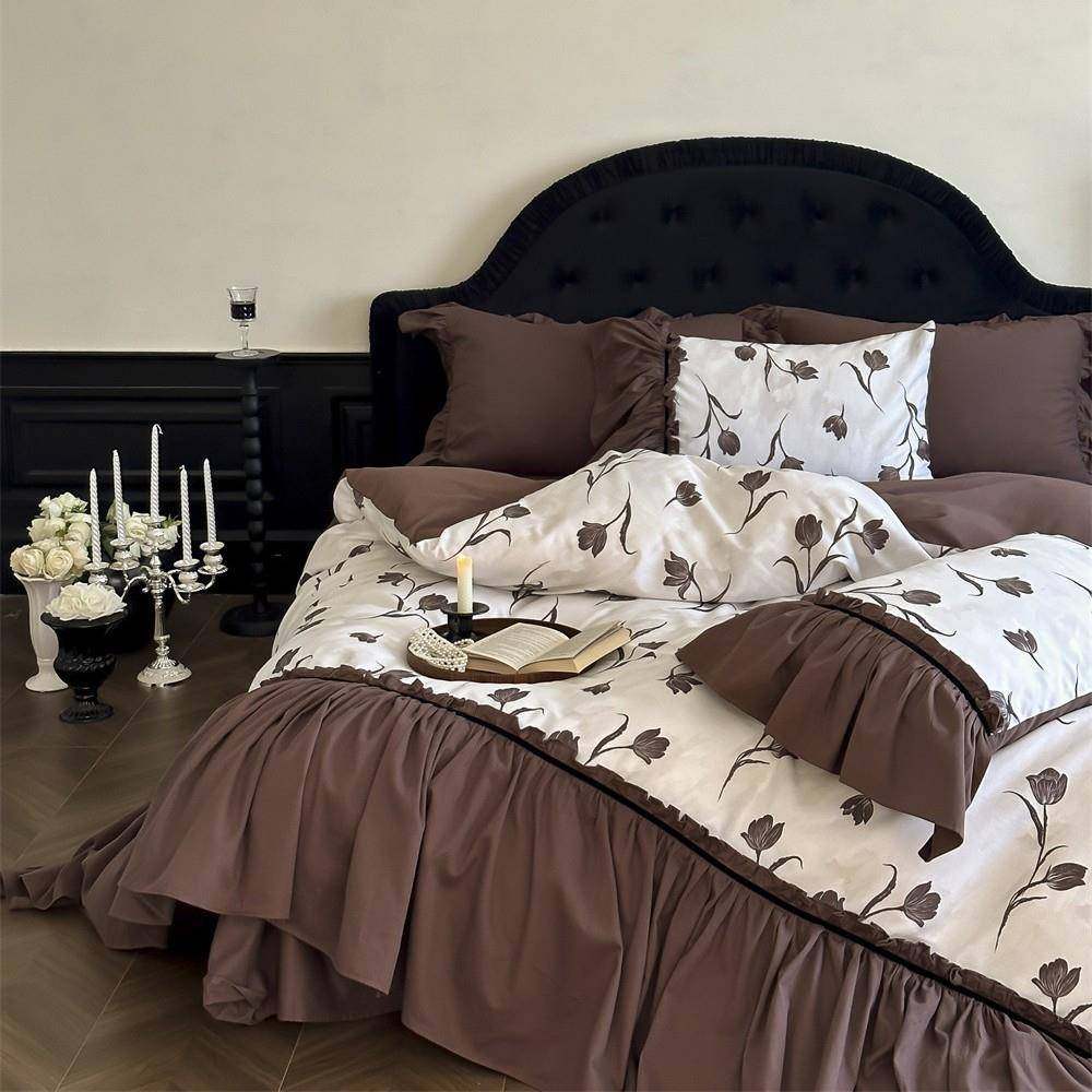 法式复古风长绒棉磨毛四件套加厚花卉数码印花被套花边床品,鲜花速递/花卉仿真/绿植园艺,割草机/草坪机,淘宝优惠券,粉丝福利购,淘宝优惠卷