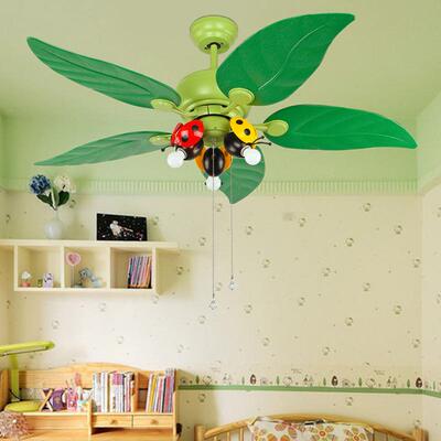 荧火虫儿童风扇灯创意卧室吊灯幼儿园电风扇灯主题餐厅LED吊扇灯