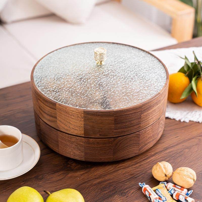 家用客厅茶桌圆形干果盒黑胡桃木实木多层大容量收纳盒子现货,自行车/骑行装备/零配件,更多零件/配件,淘宝优惠券,粉丝福利购,淘宝优惠卷