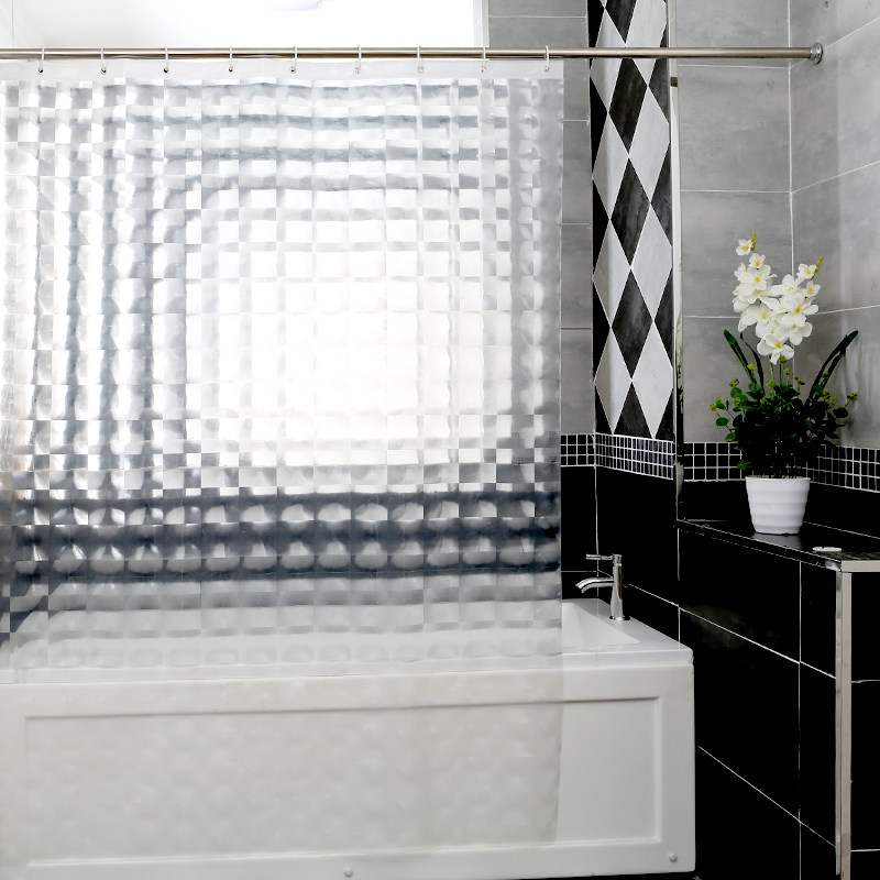 浴室EVA浴帘布 3D半透明加厚防水防霉卫生间隔断帘淋浴挂帘门帘子