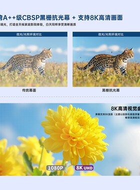 VIVIDSTORM激光电视幕布 黑栅抗光电动地升幕 超短焦投影仪家用高