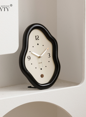 法式复古侘寂现代客厅简约创意时钟装饰品玄关黑白电视柜桌面摆件