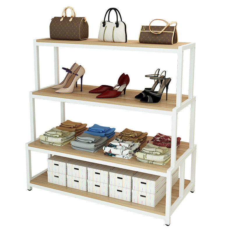 鞋店货架钢木中岛柜商场货柜鞋货架展示架烤漆鞋架鞋柜母婴展示柜