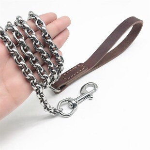 304不锈钢狗狗牵引绳防咬狗链遛狗铁链子中型大型犬马犬金毛恶霸