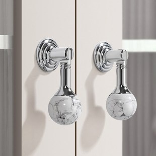 法式银色轻奢黄铜拉手中古风衣橱柜门抽屉家具单孔白松石圆球把手