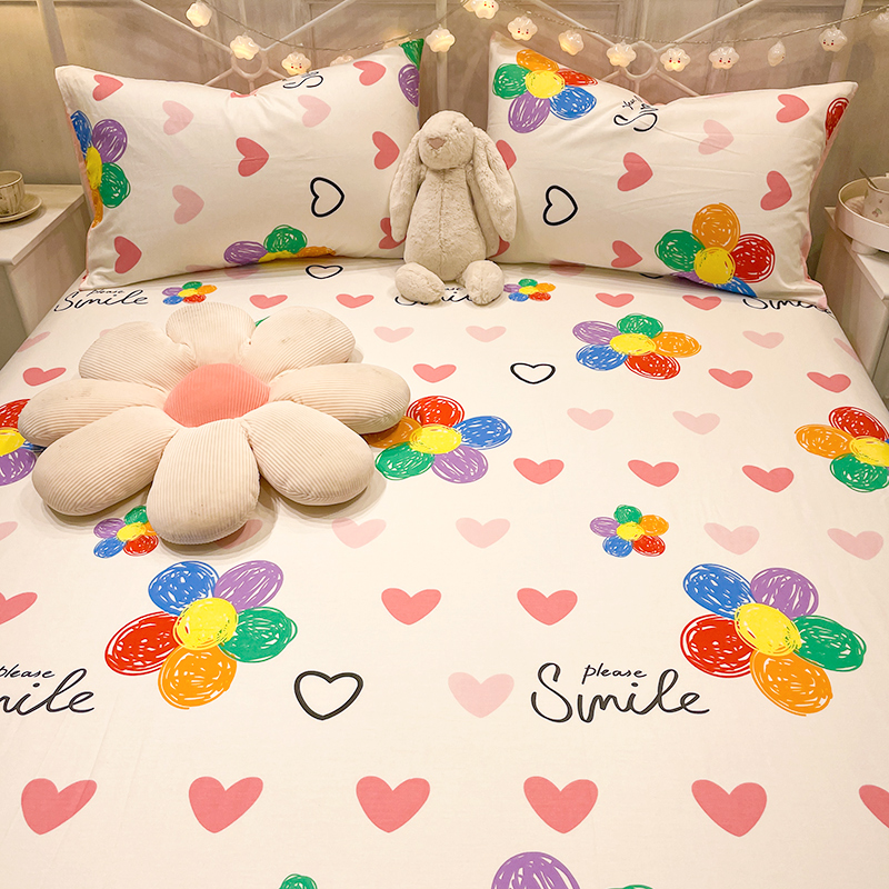 可爱床单单件1.5米儿童学生宿舍被单人100全棉女枕套2三件套