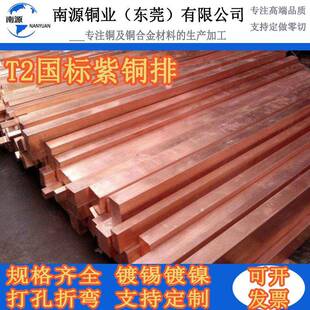 t2紫铜排 国标高导电T2紫铜方棒 C1100接地铜排紫铜扁条 镀锡镀镍