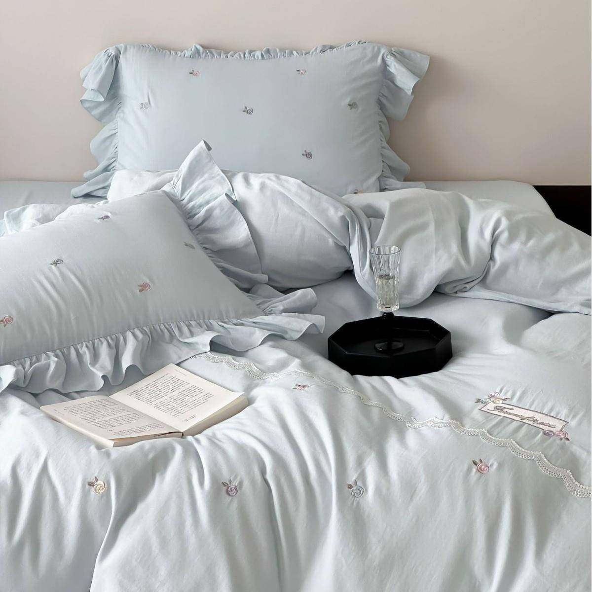 韩系小清新镂空花边皱皱纱四件套少女心小花刺绣纯棉床单被套,3C数码配件,其它配件,淘宝优惠券,粉丝福利购,淘宝优惠卷