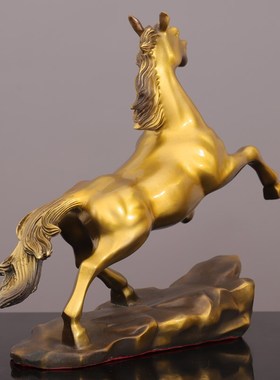 招财纯铜马到成功跃马摆件家居装饰品客厅办公室V送朋友工艺品