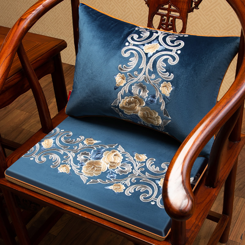 新中式椅子坐垫绒布茶椅垫餐椅太师椅垫圈椅垫子R红木沙发坐垫防
