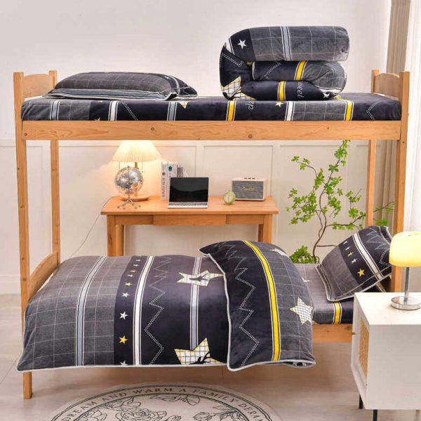 高克重加厚冬季加绒牛奶绒三件套被套单件学生宿舍法兰绒床上用品