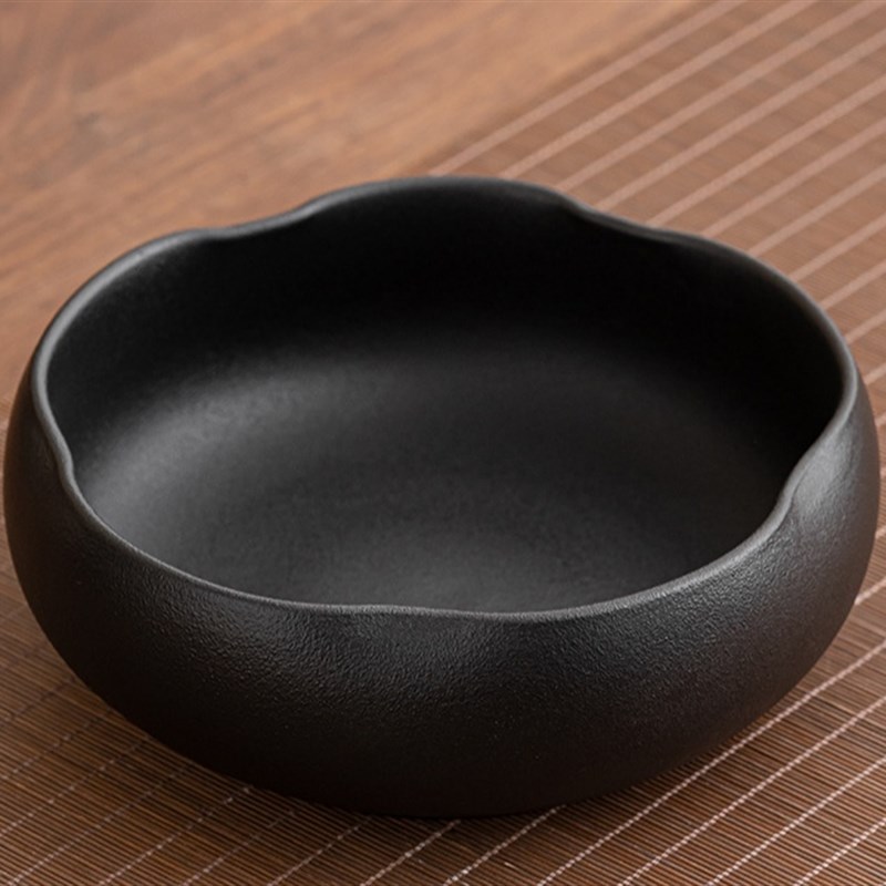 陶瓷装饰烟灰缸大尺码n 家用客厅中式覆古黑陶轻奢 办公室会客烟