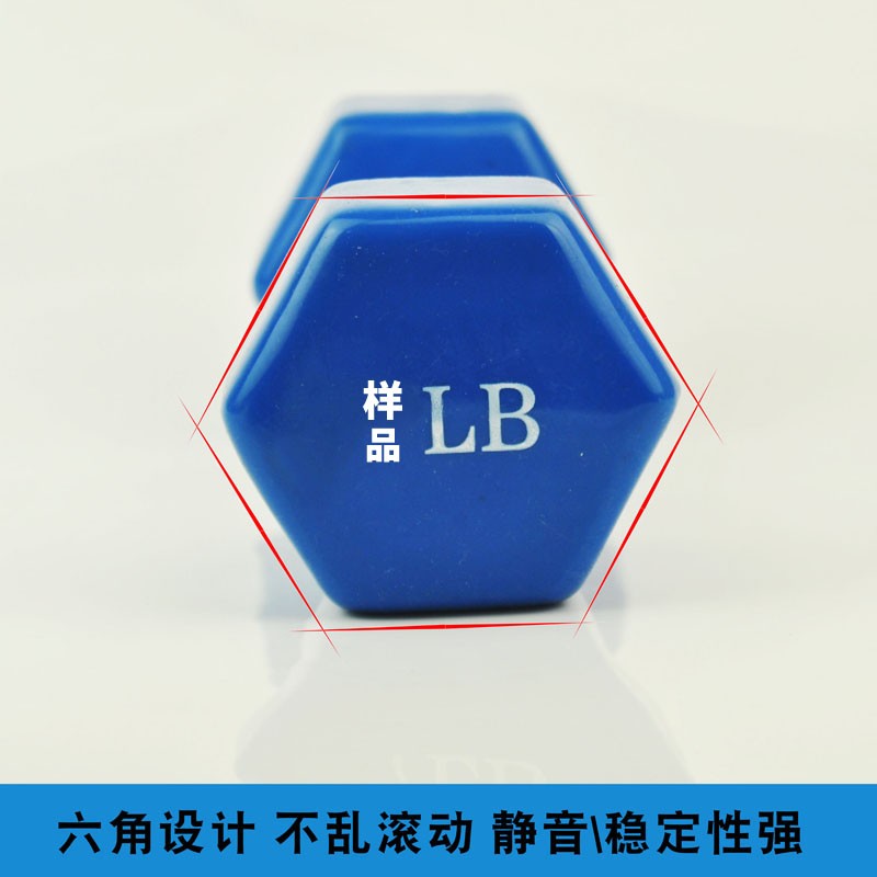 4LB磅包胶哑铃静音防滚动男士女士家用健身六角寖胶实心铸铁亚铃