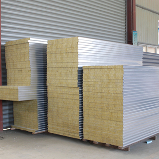 厂房机制岩棉板防火夹芯彩钢板瓦楞板泡沫板保温板隔墙围挡活动板