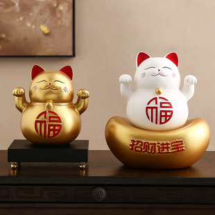 招财猫生意人摆件店铺开业贺礼办公室前台收银柜台八方来财发财猫