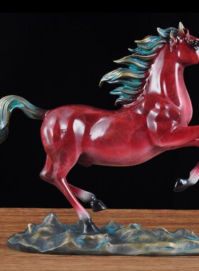 黄铜红色马摆件马到成功工艺品招财客厅玄关办公室老板桌开业礼品