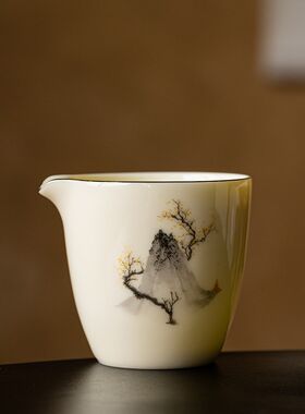 宝石黄玉瓷道杯公描金边茶釉海上彩分茶杯家用中式陶瓷功夫茶具