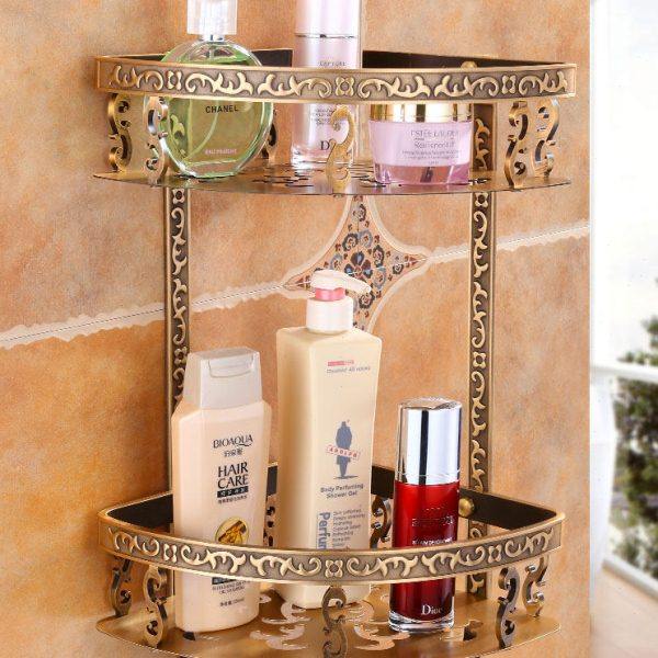 仿古浴室三角篮墙角卫生间壁挂双层转角置物架欧式太空铝角篮