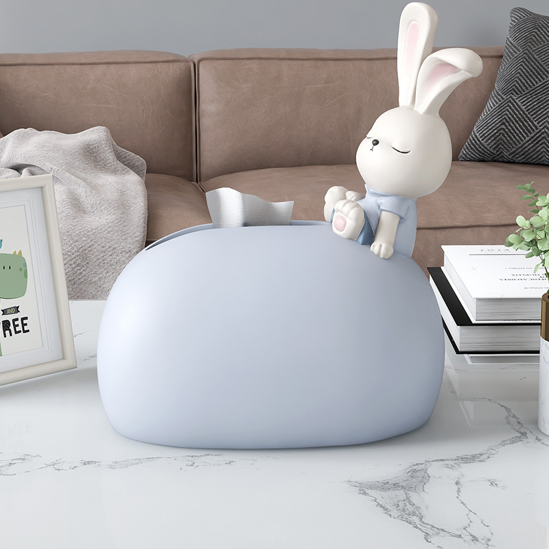 可爱兔子纸巾盒客厅轻奢高档装饰品茶几餐桌家用T抽纸盒餐巾纸盒