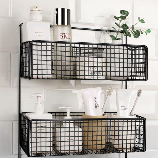 卫生间置物架免打孔浴室蓝色架子壁挂墙上洗手间免钉洗漱台收纳