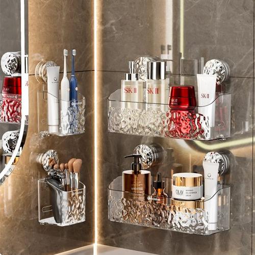 卫生间置物架洗手间厕所免打孔壁挂式收纳架浴室吸盘式挂篮整理盒