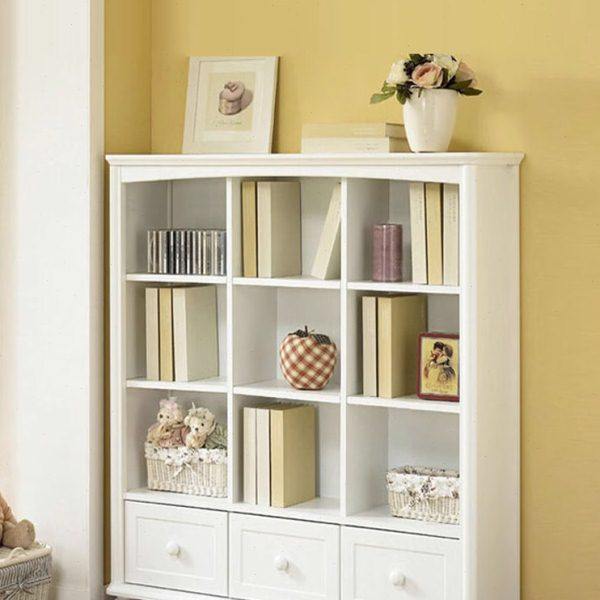 白色实木书柜储物柜展示收纳柜韩式田园现代儿童落地书橱靠墙书架