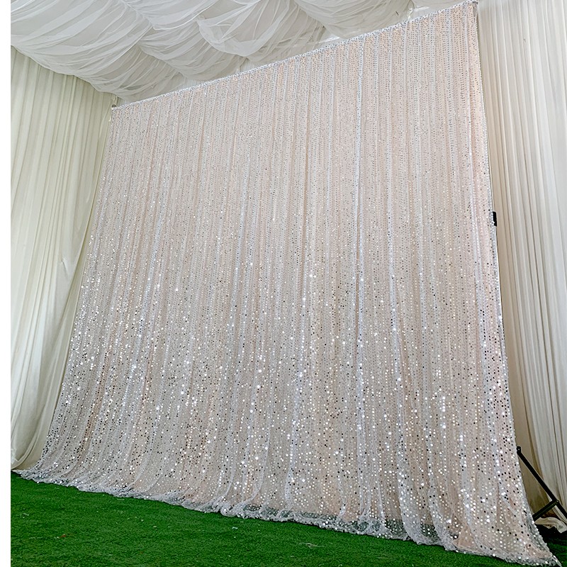 新款婚庆舞台背景纱幔婚礼装饰网红直播生日场景布置幕布亮片网纱