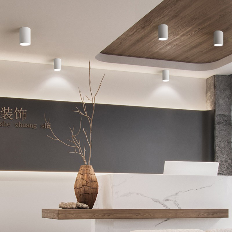 明装筒灯led免开孔COB吸顶式射灯吊装商场店铺办公室工装吊线筒灯