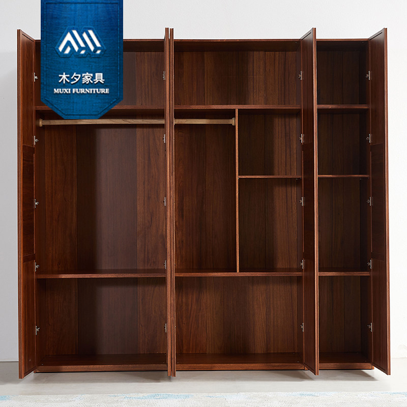 木夕新中式东南亚风格槟榔色卧室家具胡桃木色对开门衣柜大储物柜