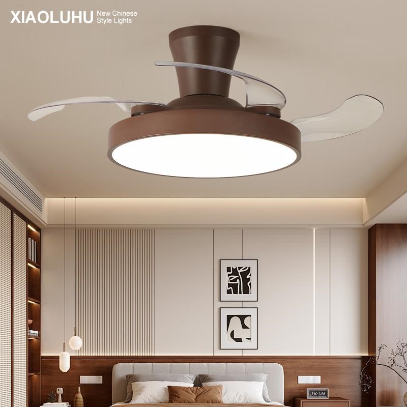 餐厅灯风扇灯简约复古超薄吊扇灯隐形静音护眼卧室电扇一体吸顶灯
