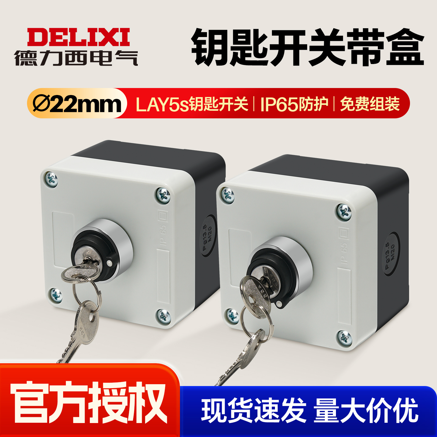 德力西钥匙按钮开关盒防水防尘