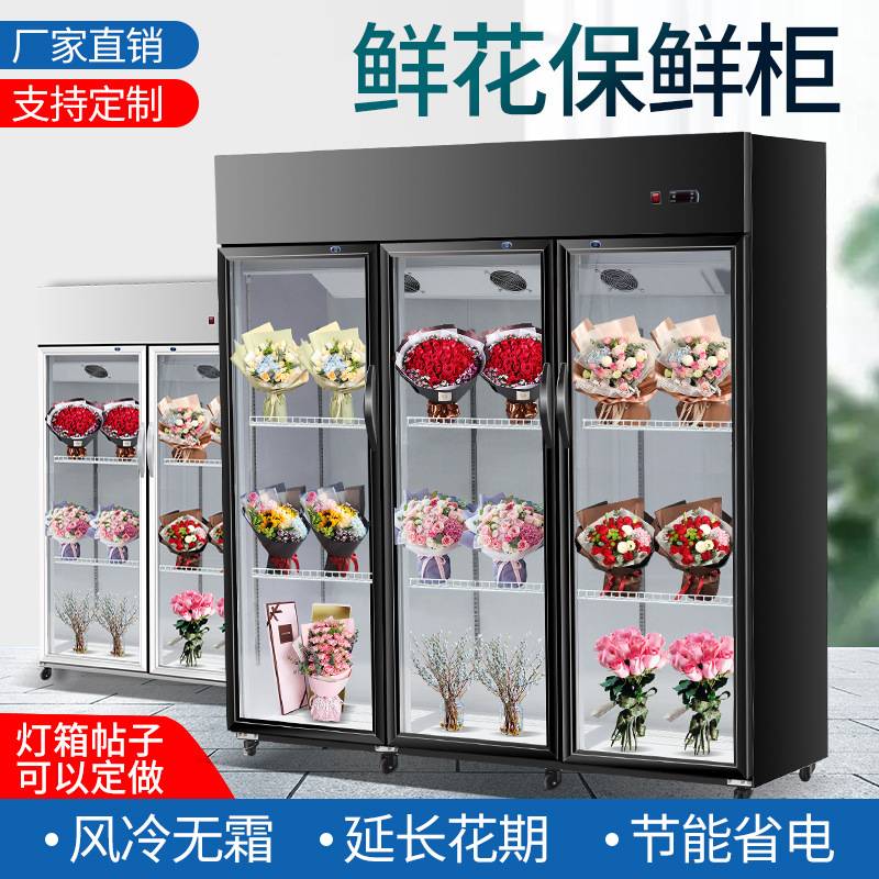 鲜花柜厂家 商用风冷直冷单双大三门小型冷藏冷柜 定制鲜花保鲜柜