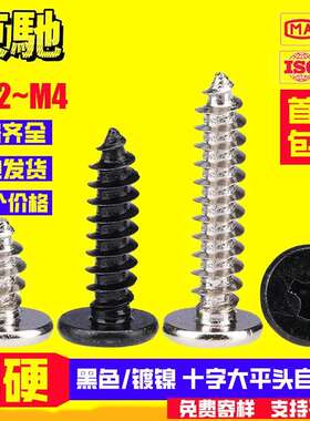 加硬黑色CA大平头自攻螺丝镀镍薄平头自攻螺钉小螺丝钉M1.2M2M3M4