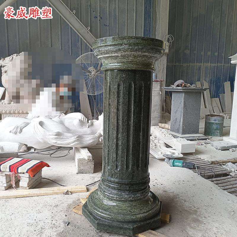 天然大理石欧式罗马柱平山绿石材雕刻装饰摆件石雕罗马柱柱头现货