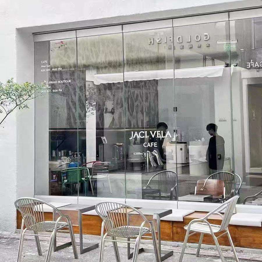 无框折叠门吊夹玻璃门铝合金网红咖啡店办公室阳台无地轨推拉门