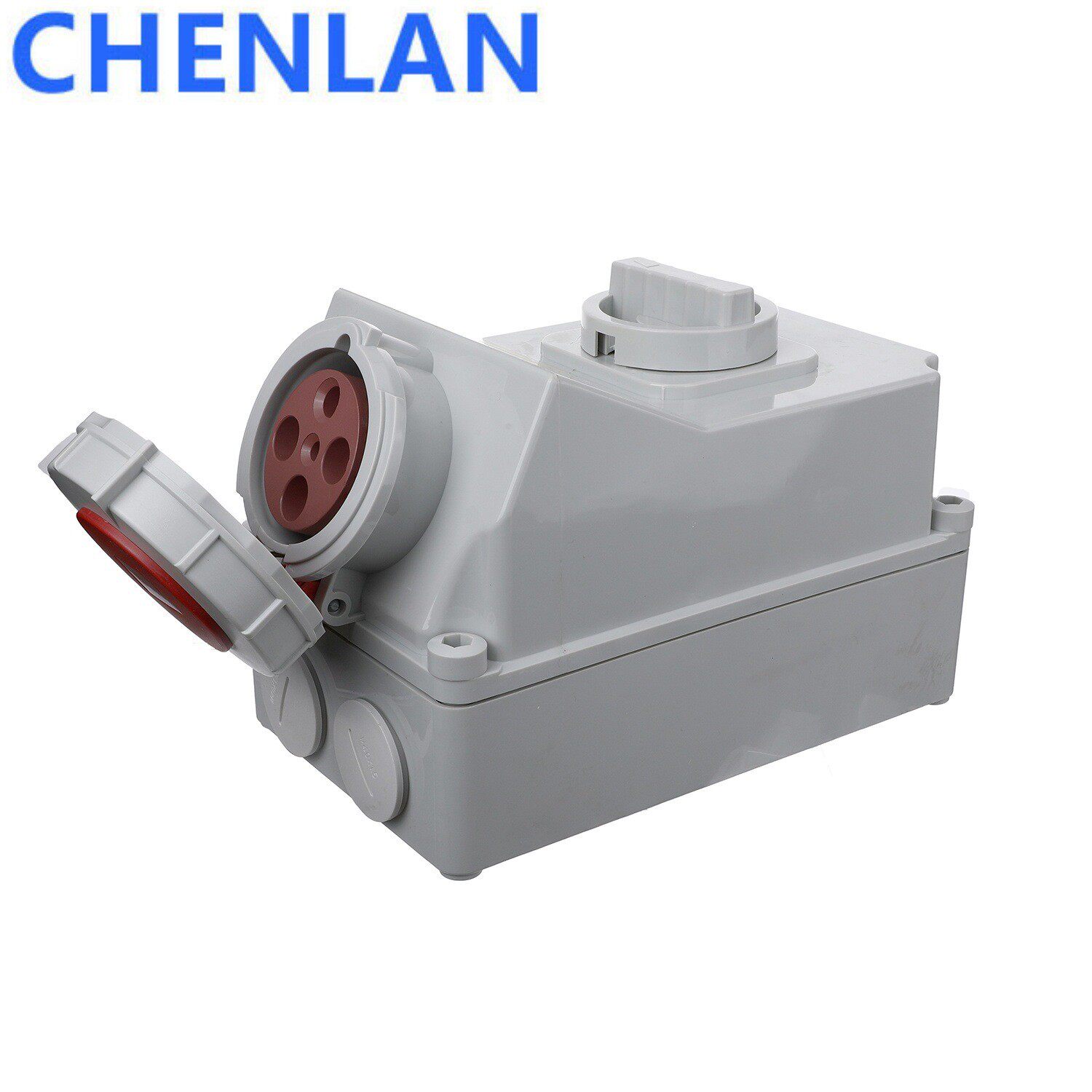 机械联锁带开关插座三相四孔63A 3P+E 380-415V IP67防水防脱明装