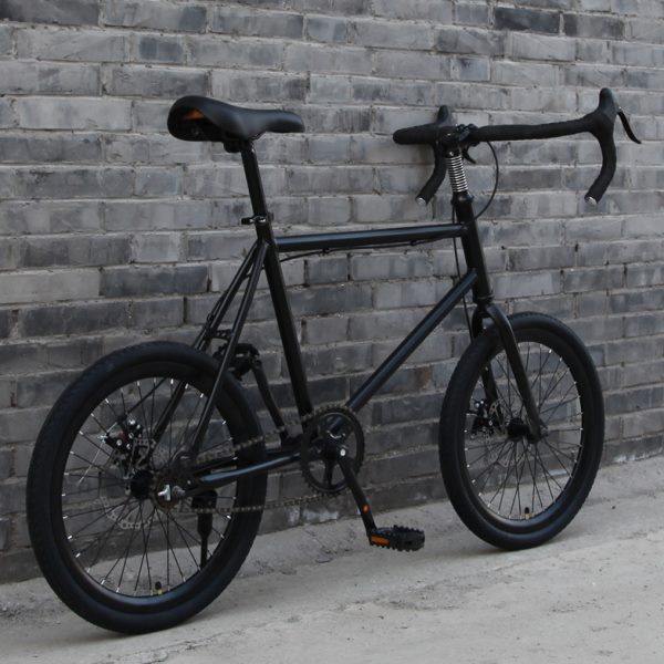 死飞自行车20寸倒刹双碟刹男女学生弯把手控前后刹车翘头儿童单车