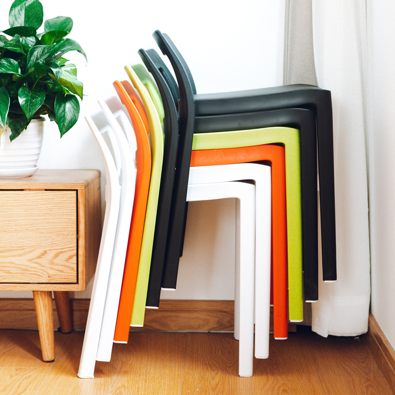 日式简约休闲椅时尚靠背小椅子居家加厚塑料凳子R创意餐桌高脚板