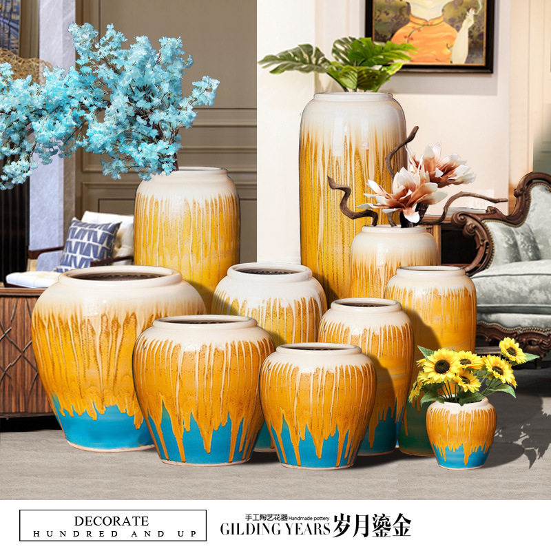 陶瓷花瓶景德镇瓷器简约现代欧式电视柜餐厅客厅大号落地插花摆件