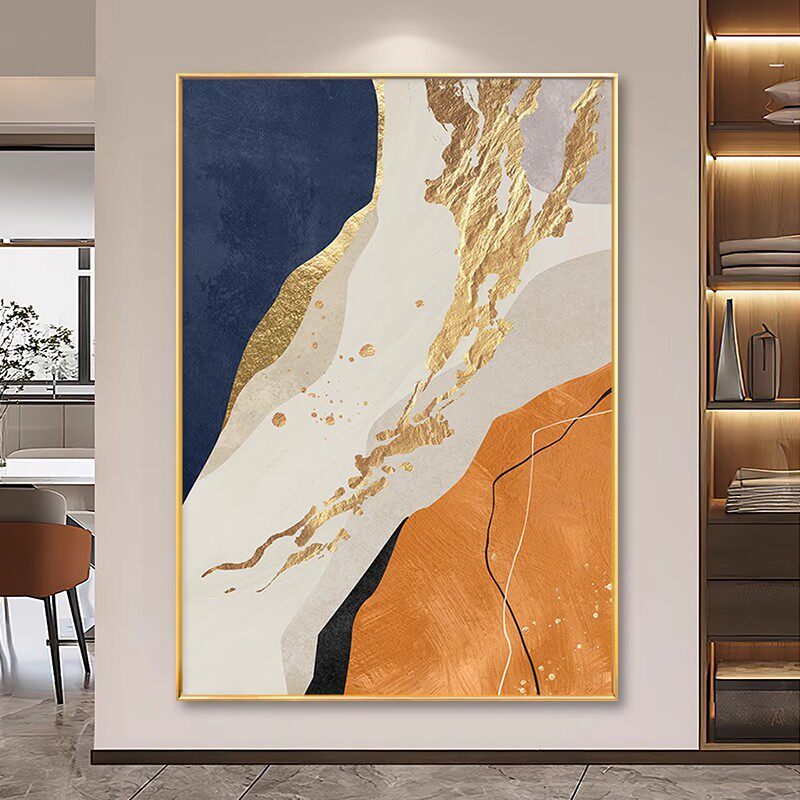 手绘油画抽象橙色入户玄关装饰画客厅沙发背景墙壁画大幅落地挂画