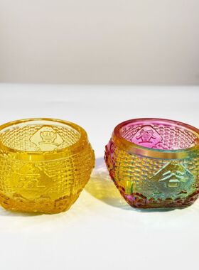 水晶五谷丰登聚宝盆琉璃摆件五谷丰登新房乔迁开业送礼家居装饰品