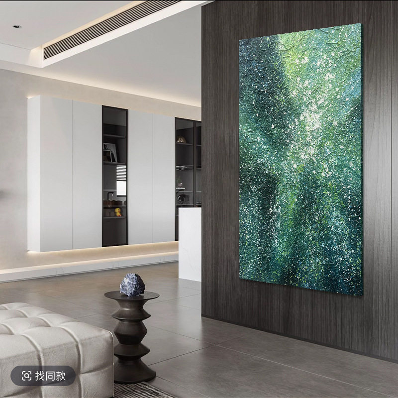 星漫《新翠》客厅抽象装饰画高级感简约现代挂画绿色手绘肌理油画