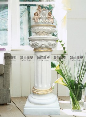 欧式家居装饰品小天使五彩流水喷泉工艺树指摆件加湿增氧器白色款