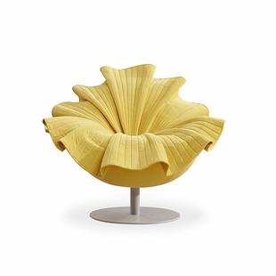 极简设计师款客厅单人旋转花瓣椅样板间客厅阳台荷叶花朵休闲椅
