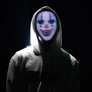 现货跨境新款个性APP控制全彩变脸可插入图片LED发光面具厂家现货