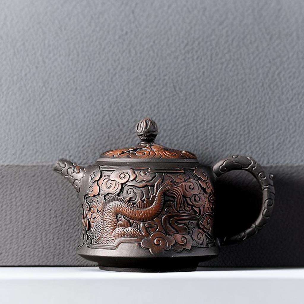 紫陶茶壶纯手工壶仿古功夫紫砂壶家用茶具雕花泡茶壶单个西施壶