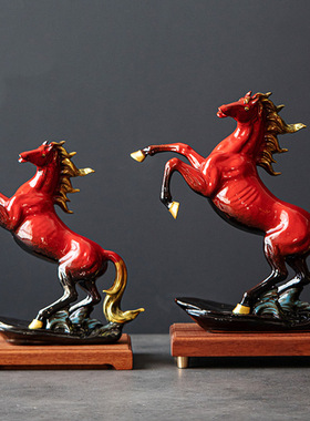 陶瓷马摆件马到成功招财客厅办公室家居装饰品工艺品乔迁新居礼品