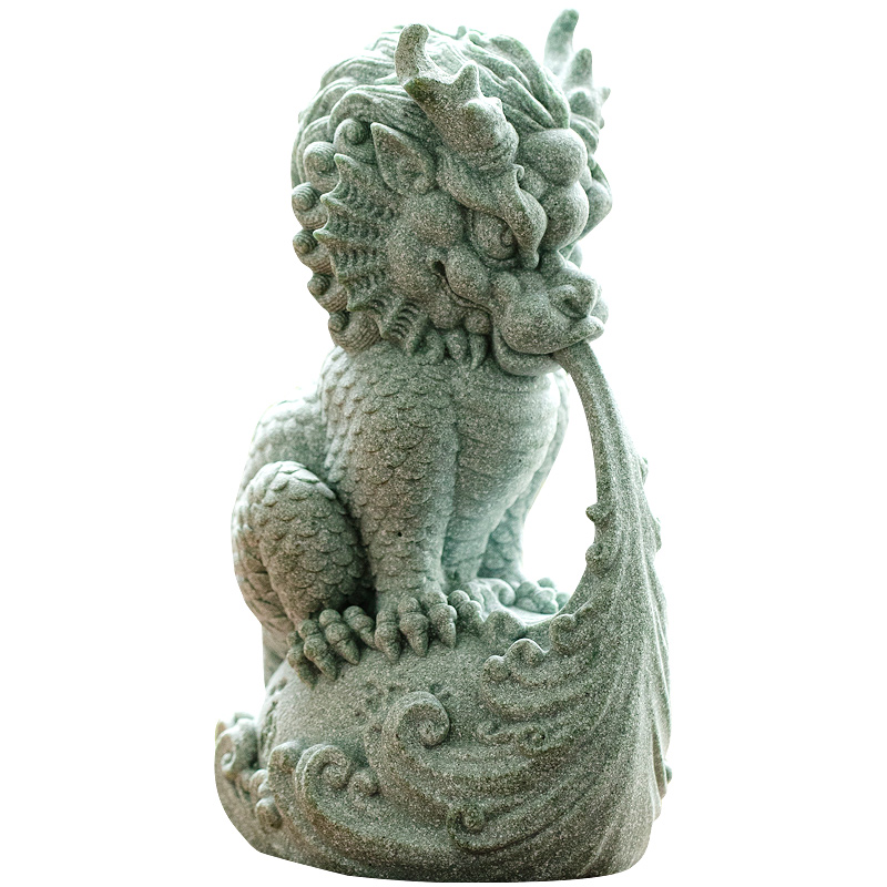 鱼缸造景装饰青砂石招财吸水水神兽家居玄关N桌面可养功夫茶宠摆