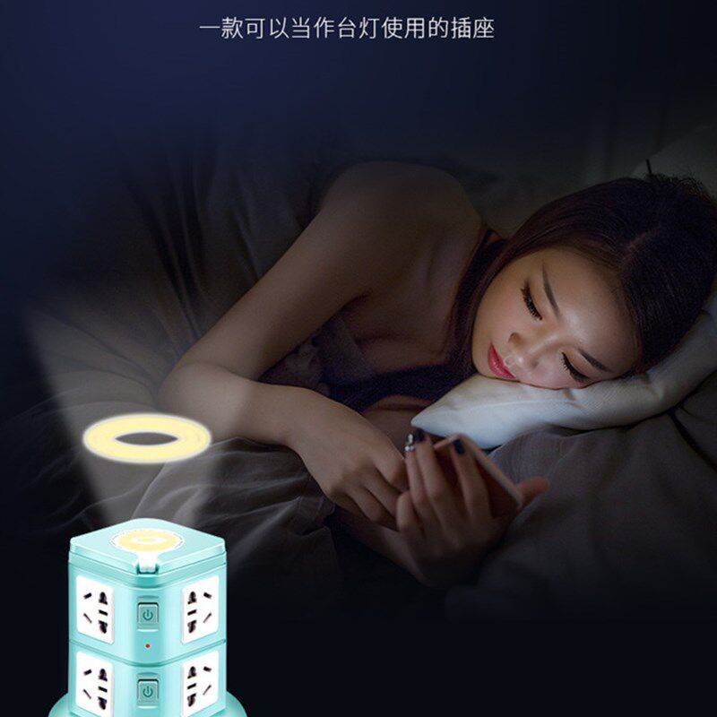 家用办公立体立式牛插座面板多孔多功能排插板带线usb转换器插排